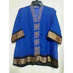 PLE BOUTIQUE Woman's XXL Short Sleeve Thailand Loop Button Blouse 0065